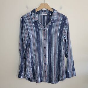 Soft Surroundings | Shirina Button Front Textured Long Sleeve Shirt Size Small